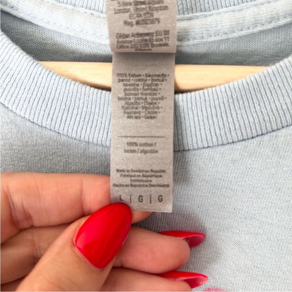 Gildan Bodysnatcher Light Blue Short Sleeve Tee women’s size large - Picture 3 of 4